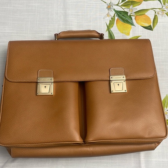 Brand new never used Serapian Milano Slim briefcase. Color Tobaco. - Picture 14 of 15